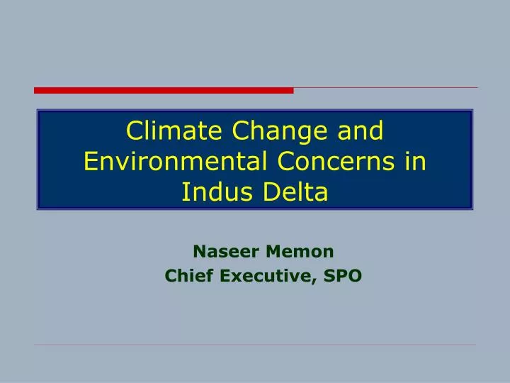 climate change and environmental concerns in indus delta n.