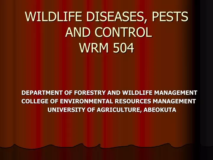 wildlife diseases pests and control wrm 504 n.