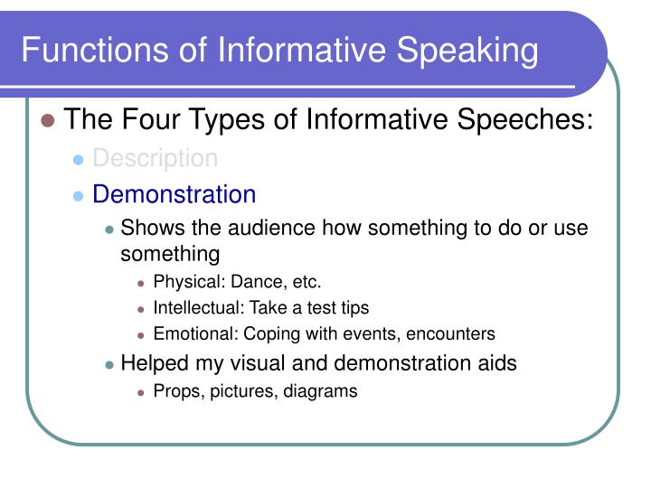 4 kinds of informative speeches public speaking