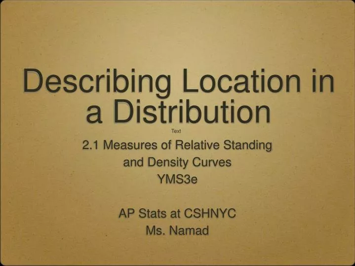 describing location in a distribution n.