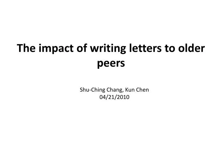 the impact of writing letters to older peers n.
