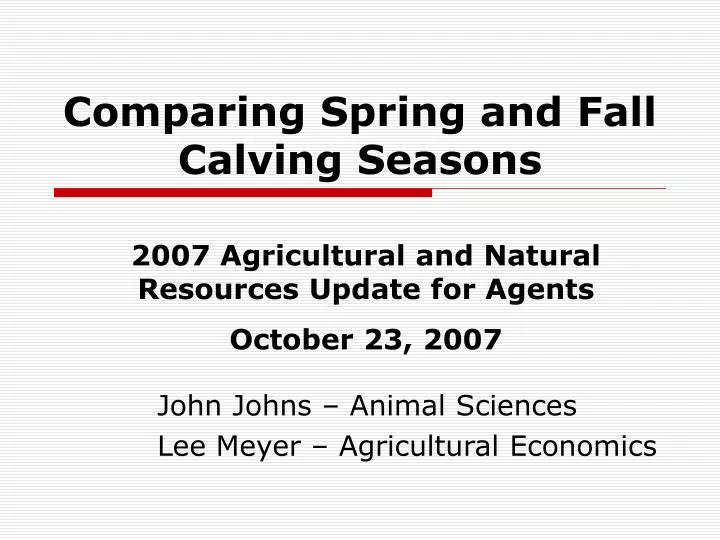 comparing spring and fall calving seasons n.