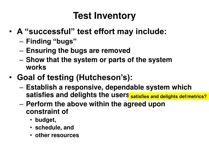 test inventory n.