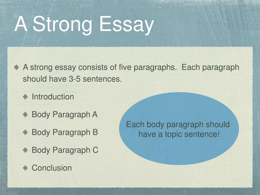 strong essay meaning