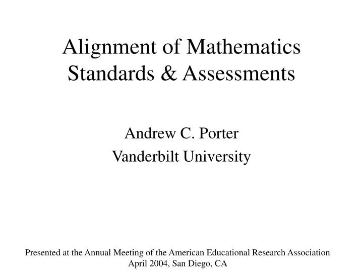 alignment of mathematics standards assessments n.
