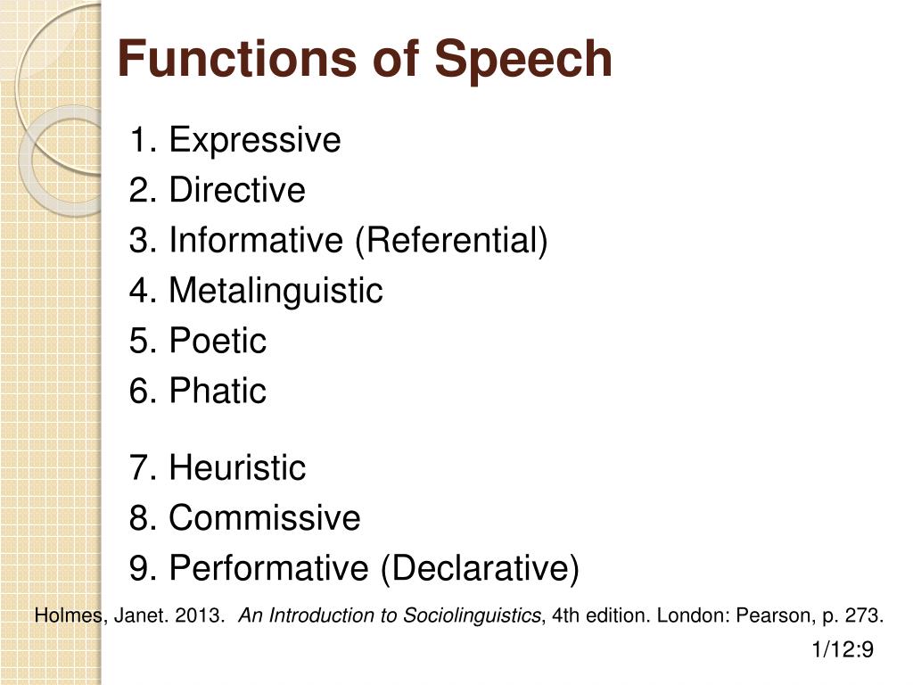 write a short note on speech functions