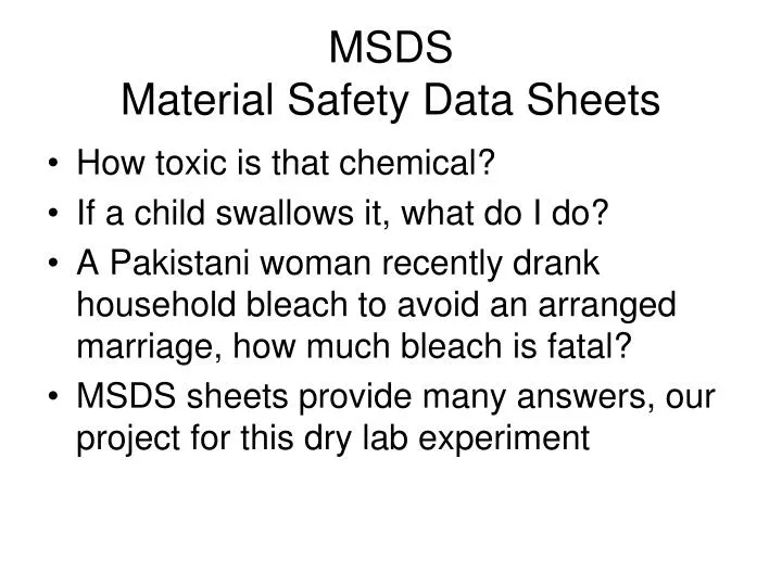 msds material safety data sheets n.
