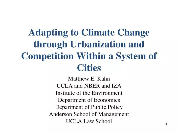 adapting to climate change through urbanization and competition within a system of cities n.