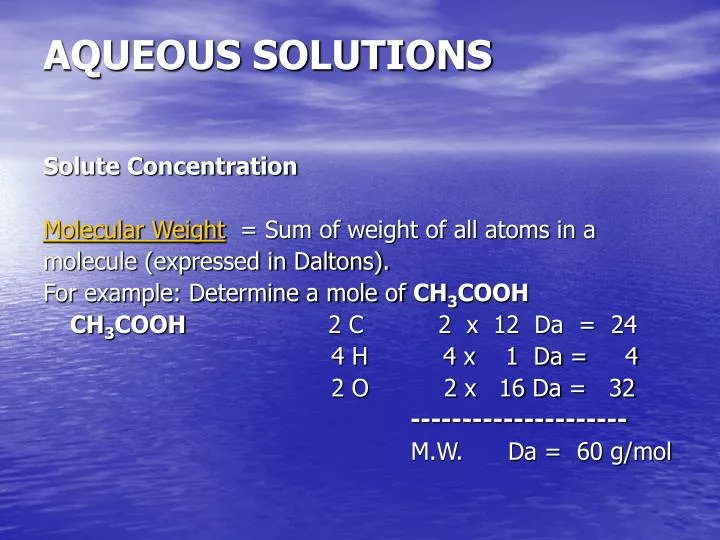 aqueous solutions n.