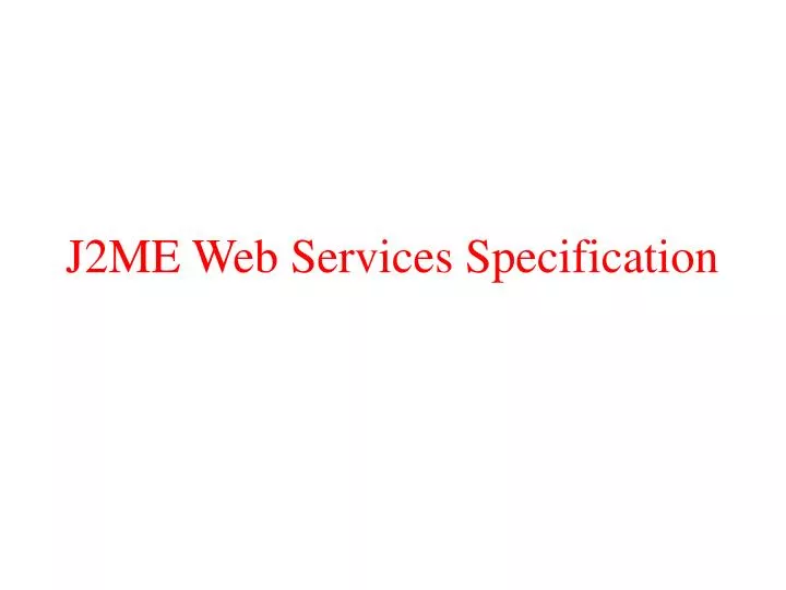 j2me web services specification n.