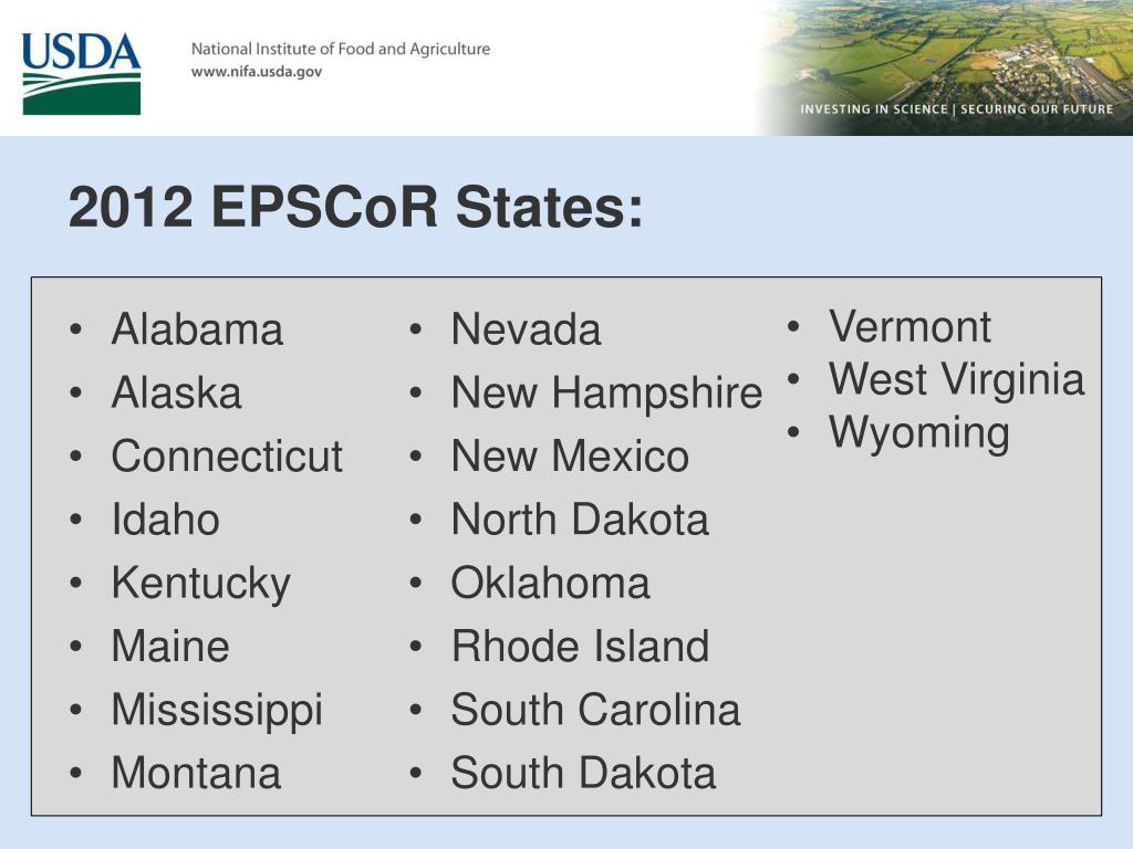 PPT USDA National Institute of Food and Agriculture (NIFA) EPSCoR