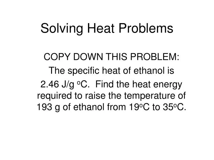 solving heat problems n.