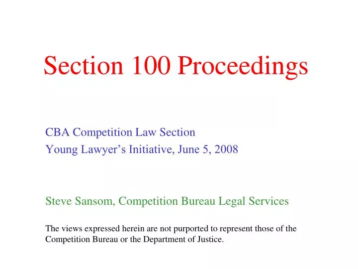 section 100 proceedings n.