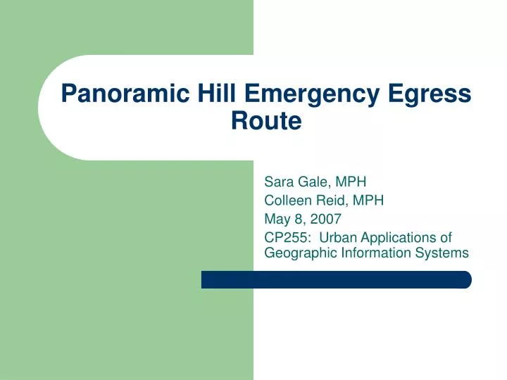panoramic hill emergency egress route n.