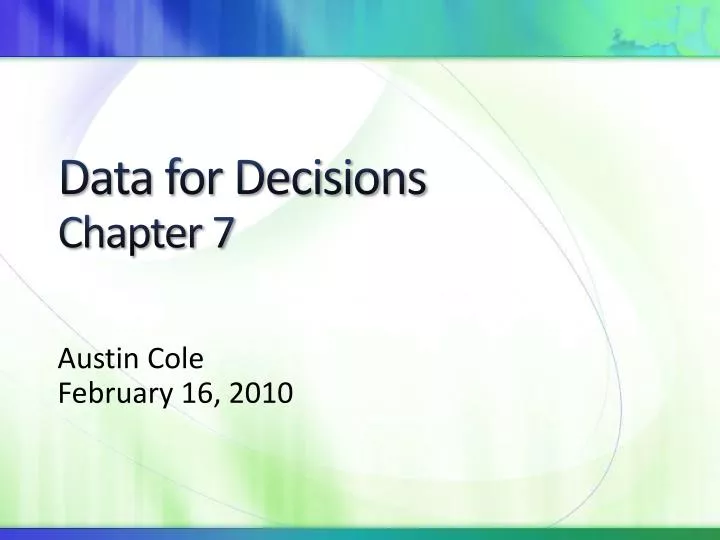 data for decisions chapter 7 n.