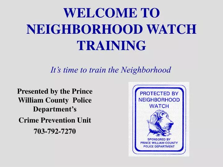welcome to neighborhood watch training n.