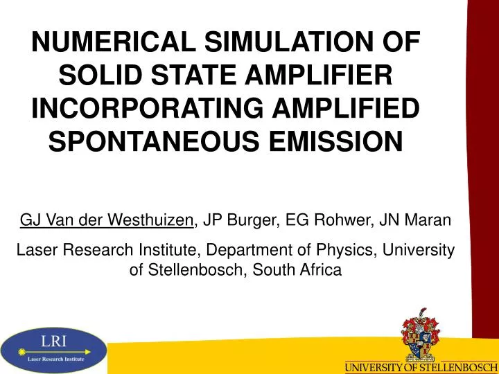 numerical simulation of solid state amplifier incorporating amplified spontaneous emission n.