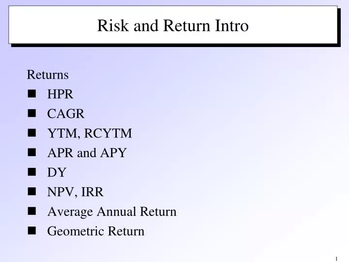 risk and return intro n.