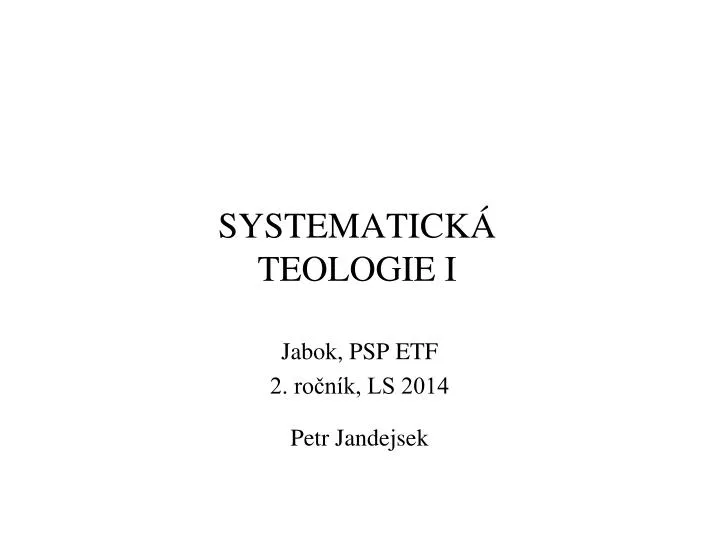systematick teologie i n.