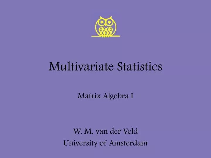 multivariate statistics n.