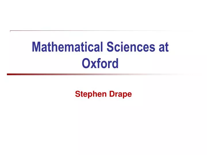 mathematical sciences at oxford n.