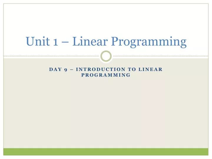 unit 1 linear programming n.