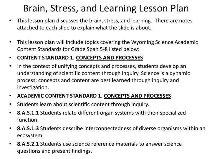 brain stress and learning lesson plan n.