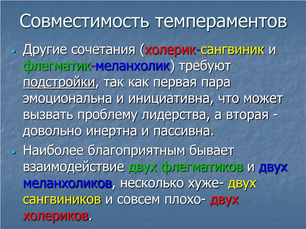 Уровень совместимости характеризующийся. Совместимость темпераментов. Совместимость типов темперамента. Флегматик и холерик совместимость. Сочетание типов темперамента.