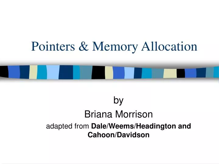 pointers memory allocation n.