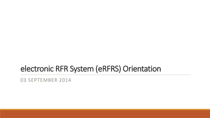 electronic rfr system erfrs orientation n.