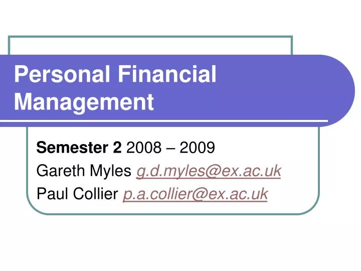 personal financial management n.