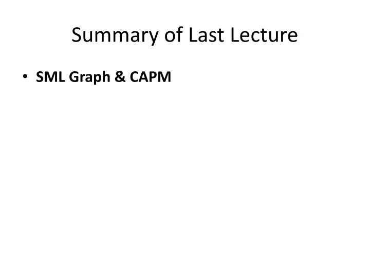 summary of last lecture n.