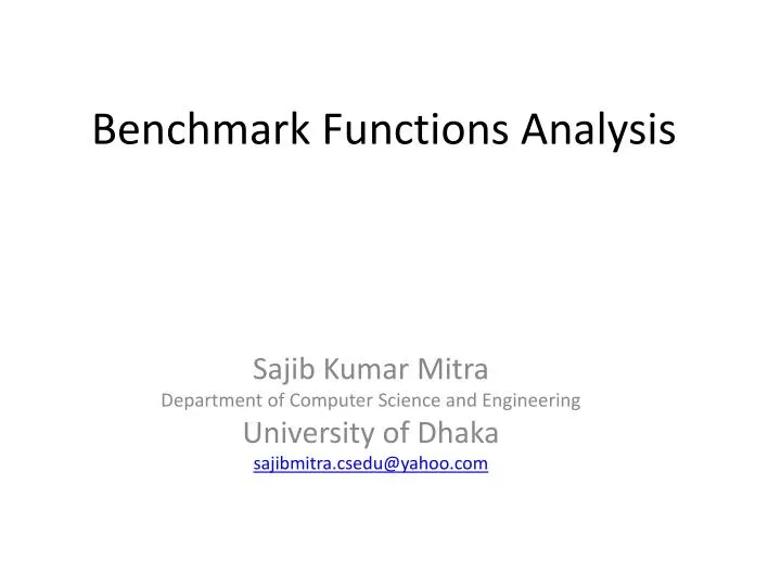 benchmark functions analysis n.