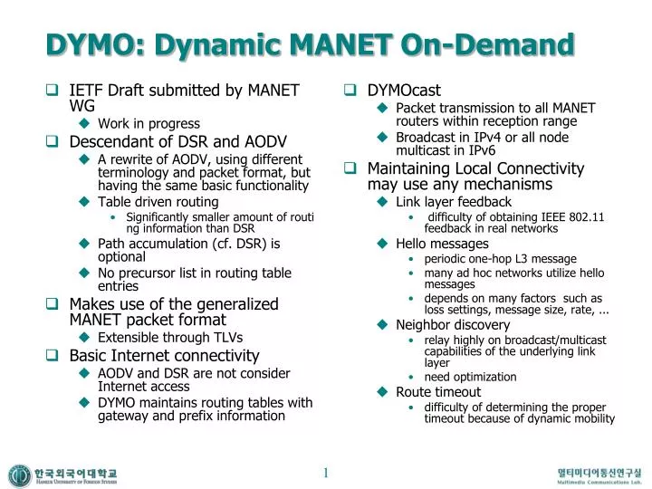 dymo dynamic manet on demand n.