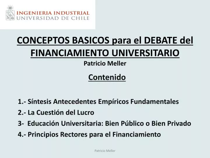 conceptos basicos para el debate del financiamiento universitario patricio meller n.