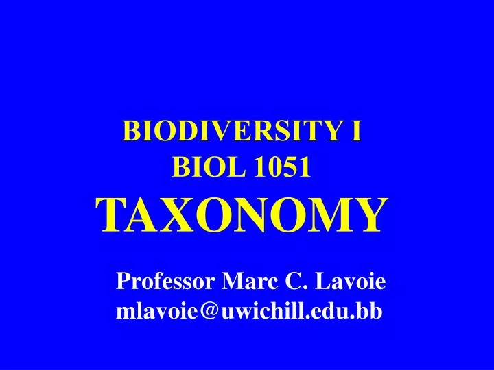 biodiversity i biol 1051 taxonomy n.