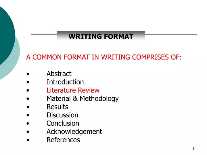 format of writing literature review