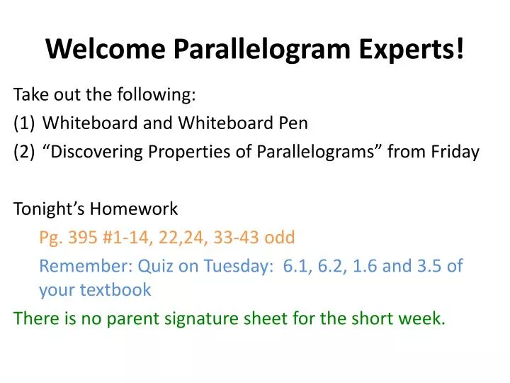 welcome parallelogram experts n.