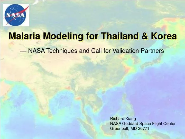 malaria modeling for thailand korea n.