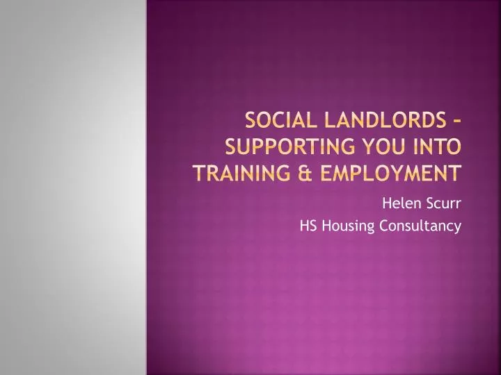 social landlords supporting you into training employment n.