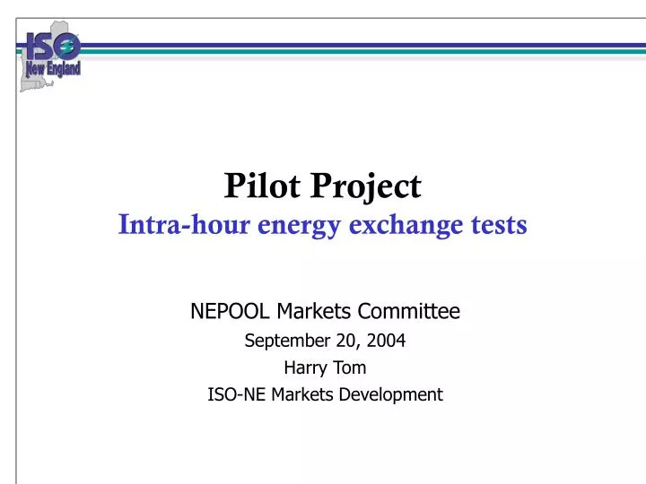 pilot project intra hour energy exchange tests n.
