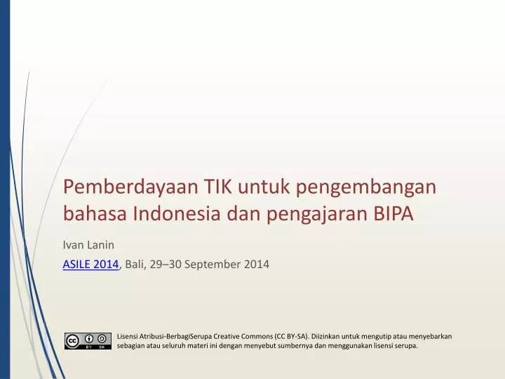 pemberdayaan tik untuk pengembangan bahasa indonesia dan pengajaran bipa n.