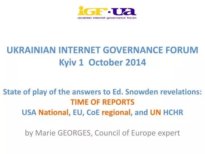 ukrainian internet governance forum kyiv 1 october 2014 n.
