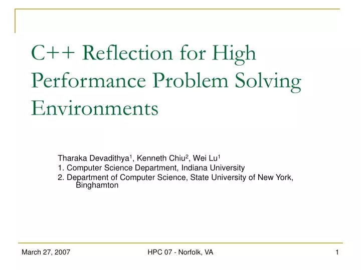 c reflection for high performance problem solving environments n.