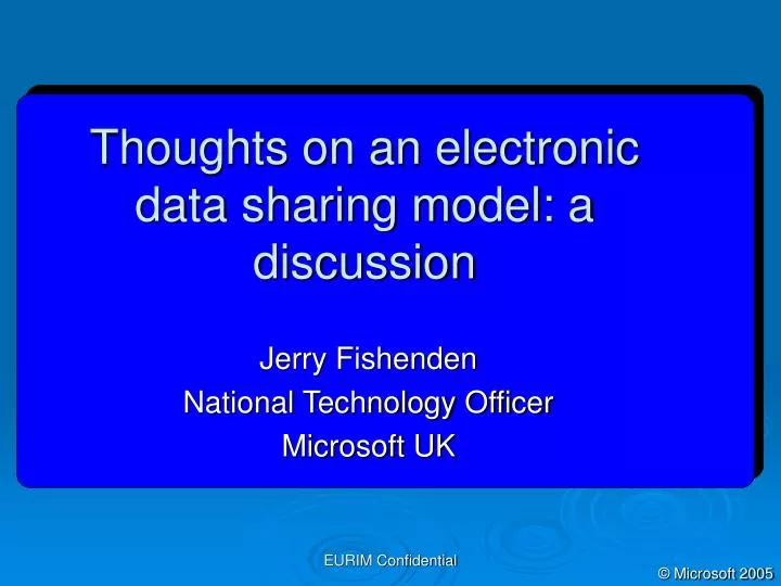 thoughts on an electronic data sharing model a discussion n.