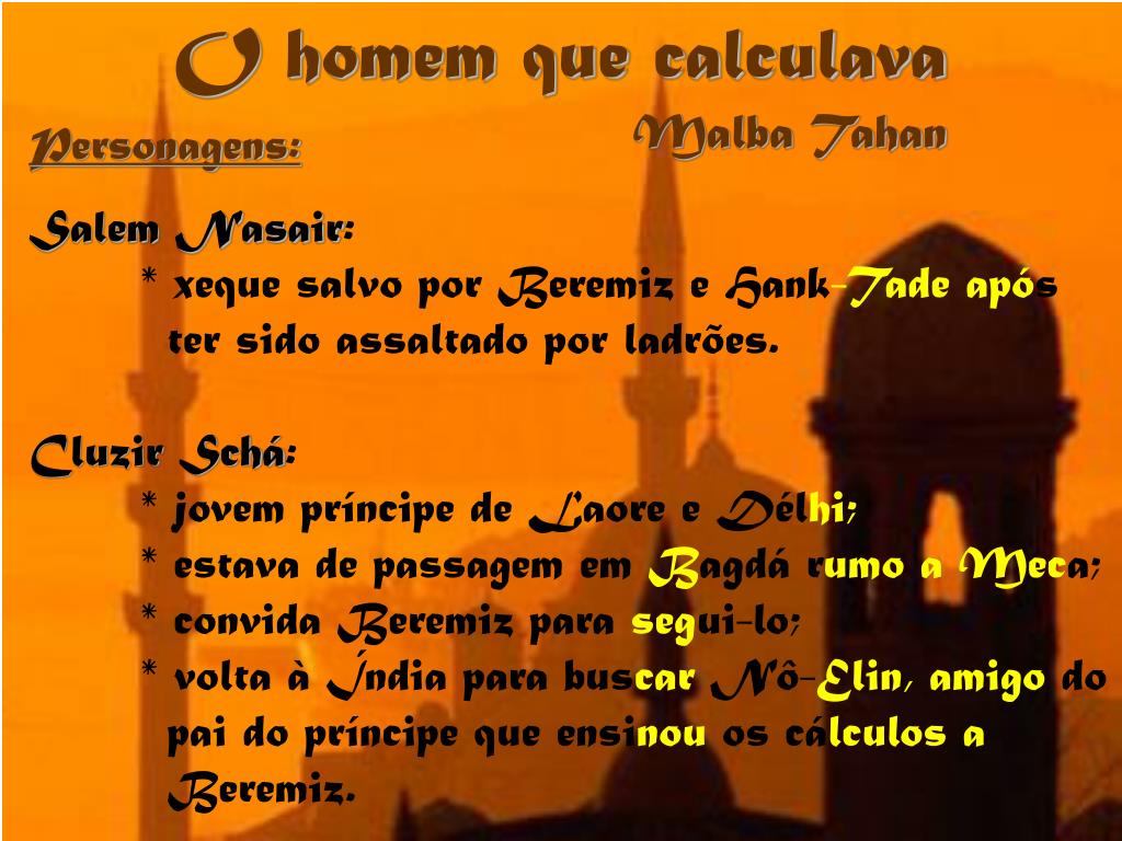 PPT - O homem que calculava Malba Tahan PowerPoint Presentation