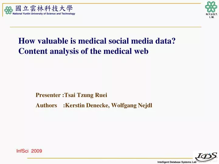 how valuable is medical social media data content analysis of the medical web n.