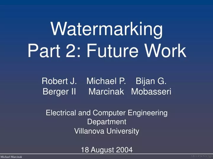 watermarking part 2 future work n.