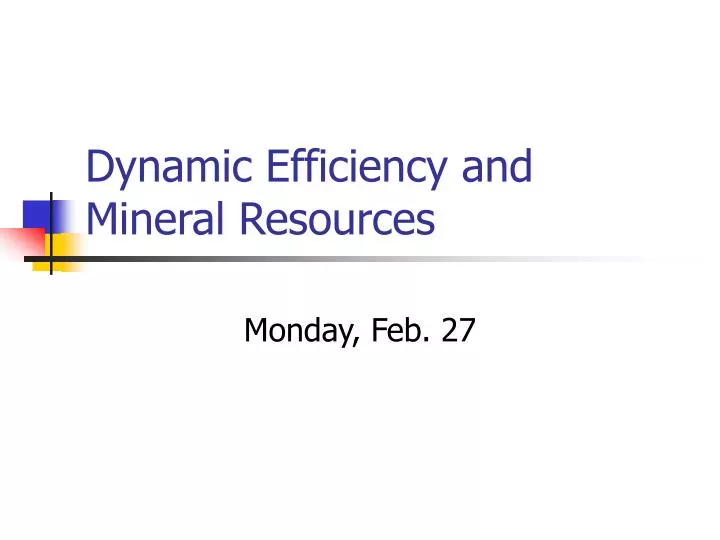 dynamic efficiency and mineral resources n.