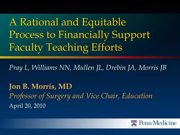 a rational and equitable process to financially support faculty teaching efforts n.